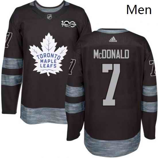 Mens Adidas Toronto Maple Leafs 7 Lanny McDonald Authentic Black 1917 2017 100th Anniversary NHL Jersey